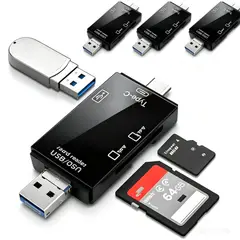 TSKY CHILE SHOPPING - Pack 3pcs Adaptador 6 En 1 Lector Tarjetas Sd Micro Sd 2.0 Usb C Micro Tipo-C