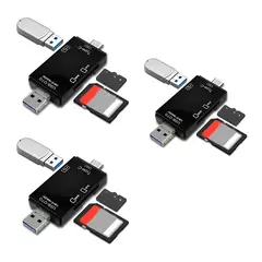 KUANGYE - 3Pcs Adaptador 3 En 1 Lector Tarjetas Sd Micro Sd 2.0 Usb C Micro