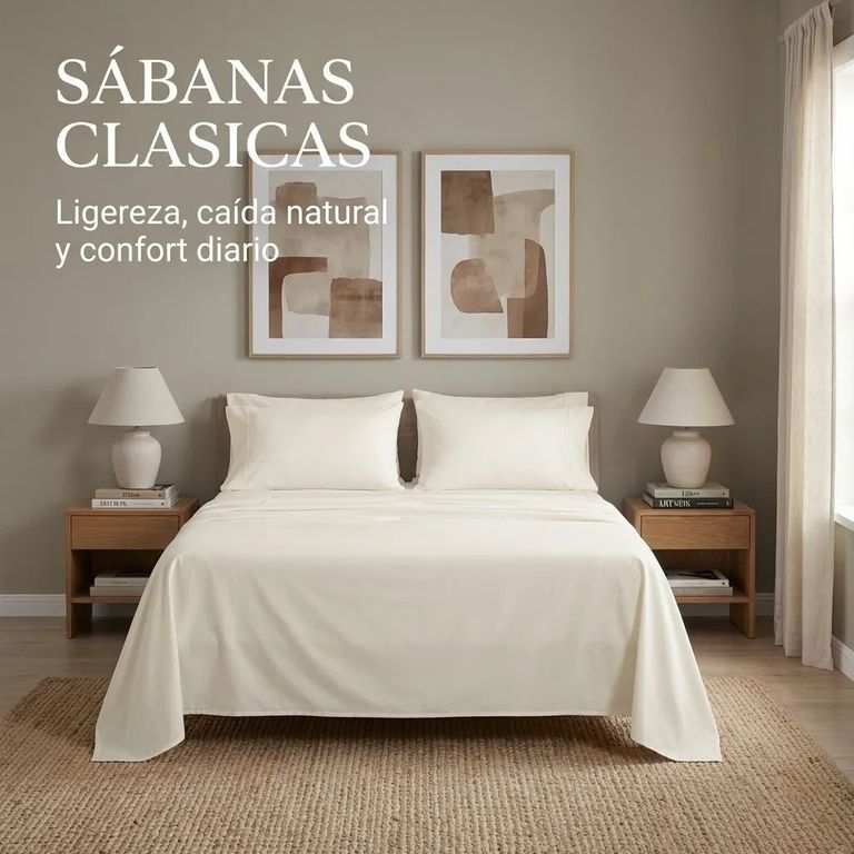 ARMONIA Juego De Sabanas Crema 2 Plazas 4 Piezas 044 Versátil