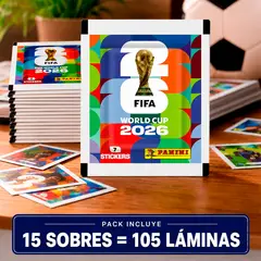 PANINI - Pack de 15 sobres 105 Laminas Fifa Copa Mundial 2026