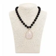 GENERICO - Collar Turmalina y Cuarzo Cristal Facetado, Amuleto protección piedras preciosas
