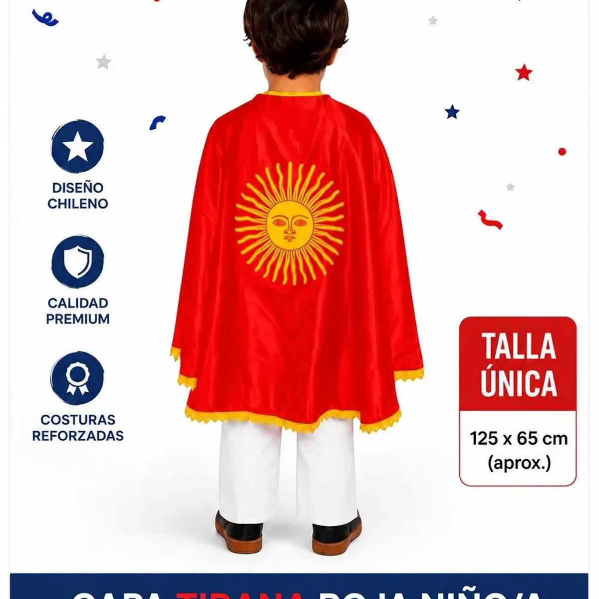 GLAM - Capa GLAM Tirana Roja Niñoa Fiesta La Tirana 125x65 cm