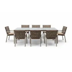 MUEBLES LA TERRAZA - Comedor de Terraza Rectangular 8 sillas Gris