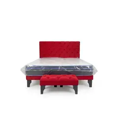 GENERICO - Cama europea king con colchon rojo felpa