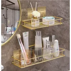 GENERICO - Organizador Para Baño Sin Taladrar Set 2 Dorado