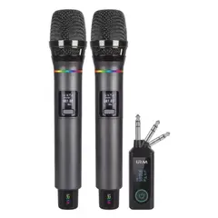 IRM - Set 2 Microfono Inalambrico Doble Profesional Microfonos Receptor Karaoke