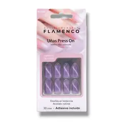 FLAMENCO - Uñas Press - On Con Ojo De Gato Violeta