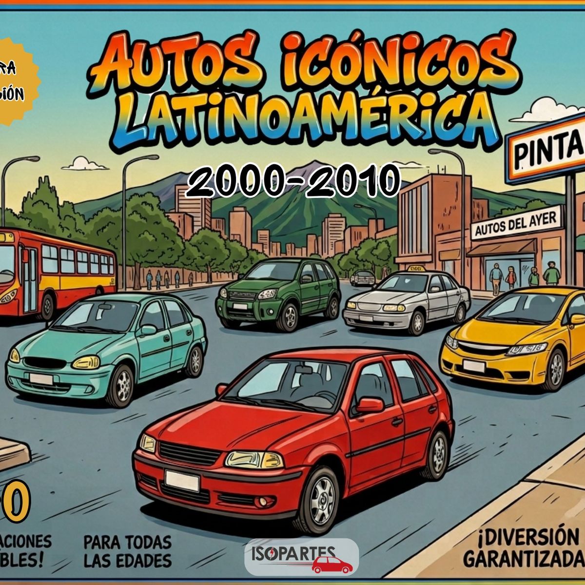 GENERICO - Libro Tapa Dura para Colorear, Pintar, Autos Icónicos Latinoamérica 2000-2010 40 Ilustraciones 23.5cm x 16.5cm