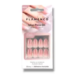 FLAMENCO - Uñas Press - On Con Ojo De Gato Con Degrade Nude