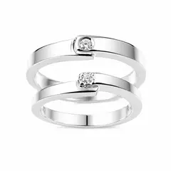 JOYAS MYTOKE - Argollas Matri Planas Piedra Doble Plata Ley 980 Porto