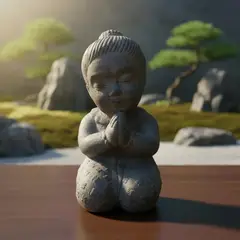 GENERICO - Figura decorativa de Buda en piedra volcánica para jardín exterior