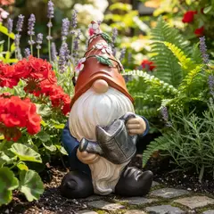 GENERICO - Estatua de Gnomo en Resina para Jardín con Luz Solar de 27 cm