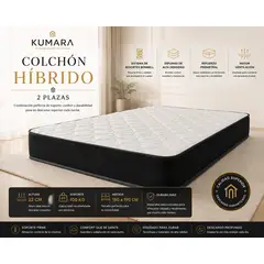 GENERICO - Colchón Híbrido 2 Plazas 150x190 cm Resortes Bonell