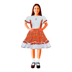 GLAM - Traje Huasa Niña Flores Rojas Varias Tallas