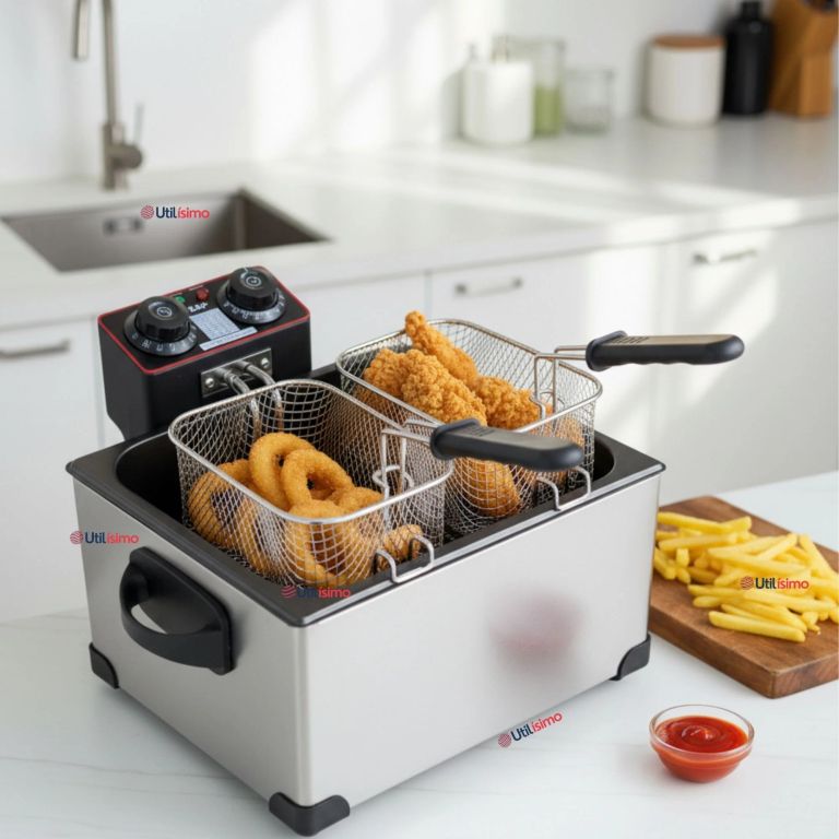 RAF Freidora Aceite Eléctrica 5 Litros 2000W Acero Inoxidable