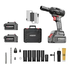 LUBABYCAS - Kit Llave Impacto Inalámbrica Taladro Pistola 2 Baterías D02