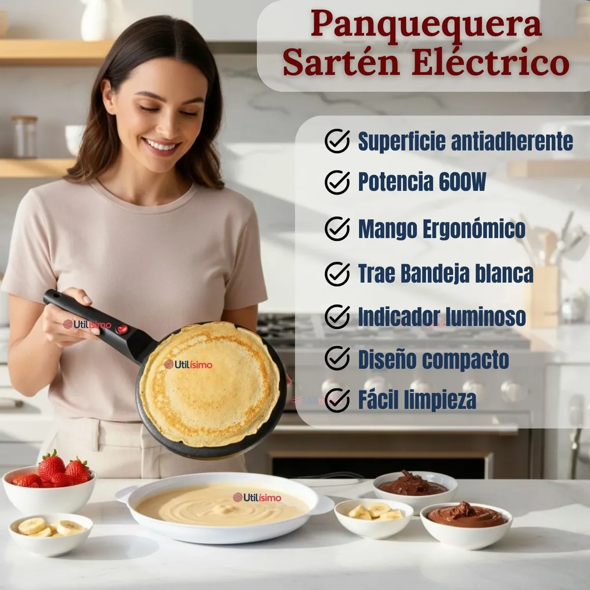 LINE - Panquequera Eléctrica Antiadherente Maquina Para Crepes 20cm Crepera Panquequero