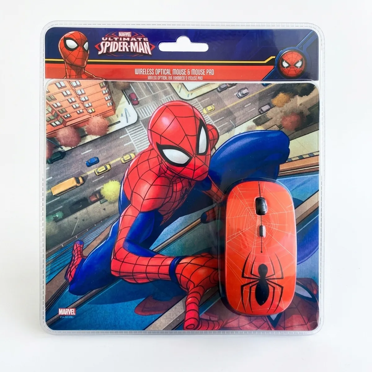 MARVEL - Kit Mouse Inalámbrico + MousePad Spiderman  Diseño divertido y Conexión Sin Cables