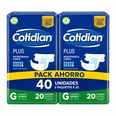 COTIDIAN - PAÑAL ADULTO PLUS X 2 TALLA G PACK DE 40 UNIDADES