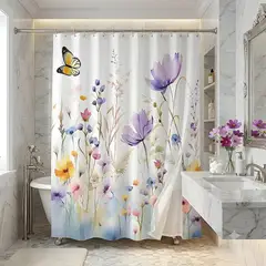 GENERICO - CORTINA DE BAÑO ELEGANTE 180X180 CM CON FORRO BLANCO CB07