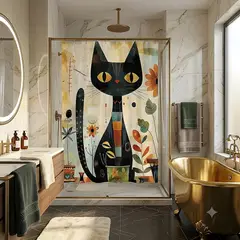 GENERICO - CORTINA DE BAÑO ELEGANTE 180X180 CM CON FORRO BLANCO CB17