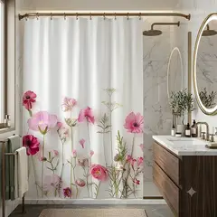 GENERICO - CORTINA DE BAÑO ELEGANTE 180X180 CM CON FORRO BLANCO CB18
