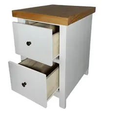 CASTELLARO - VELADOR DORMITORIO BARI 2 CAJONES BLANCO MADERA RUSTICO