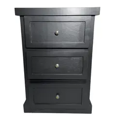 CASTELLARO - VELADOR DORMITORIO CATANIA 3 CAJONES NEGRO RUSTICO