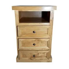CASTELLARO - VELADOR DORMITORIO LIBRERO FERRARA 3 CAJONES MADERA BARNIZ