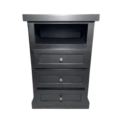 CASTELLARO - VELADOR DORMITORIO LIBRERO FERRARA 3 CAJONES NEGRO RUSTICO