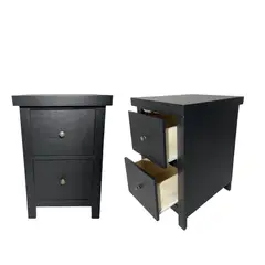 CASTELLARO - SET VELADORES DORMITORIO BARI 2 CAJONES NEGRO RUSTICO