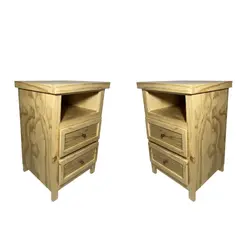 CASTELLARO - SET VELADORES DORMITORIO LIBRERO VICENZA 2 CAJONES MADERA NATURAL