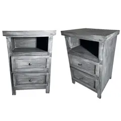 CASTELLARO - SET VELADORES DORMITORIO LIBRERO VICENZA 2 CAJONES GRIS RUSTICO