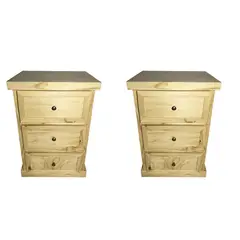 CASTELLARO - SET VELADORES DORMITORIO CATANIA 3 CAJONES MADERA NATURAL