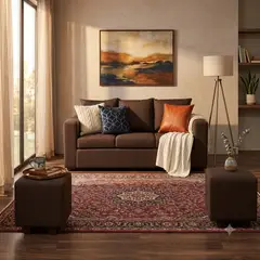 INTERMUEBLES - Living Marco 3 Cuerpos + 2 Pouf Tela