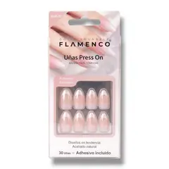 FLAMENCO - Uñas Press - On Con Ojo De Gato Francesa Tradicional