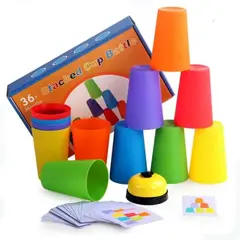 GENERICO - Juego de Mesa Torre de Equilibrio de Vasos Didáctico y Agilidad
