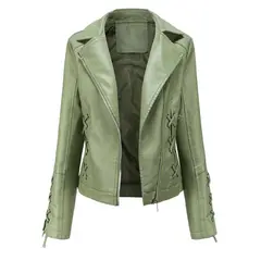 GIOIO - Chaqueta Biker PU Mujer Textura Entrelazada