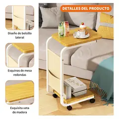 GENERICO - Mesa Auxiliar Móvil De Madera Blanco
