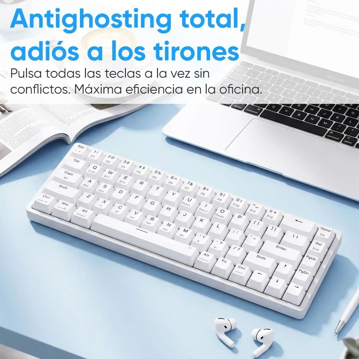 AIZO - Teclado Mecánico Inalámbrico 65% AIZO 68 Teclas, 2.4GHz + Bluetooth 5.0