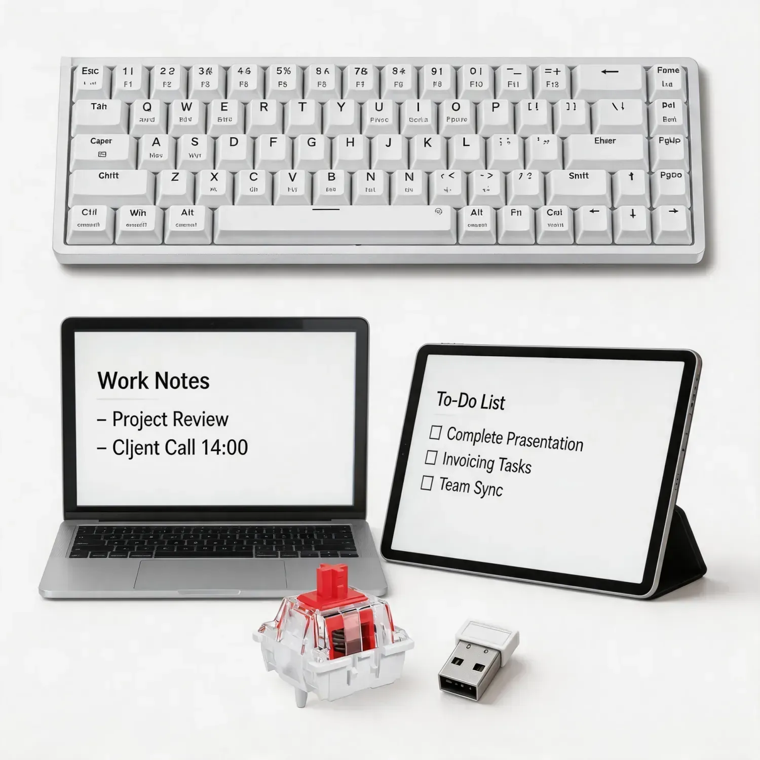 AIZO Teclado para PC y Laptop 65% Inalámbrico 68 Teclas con
