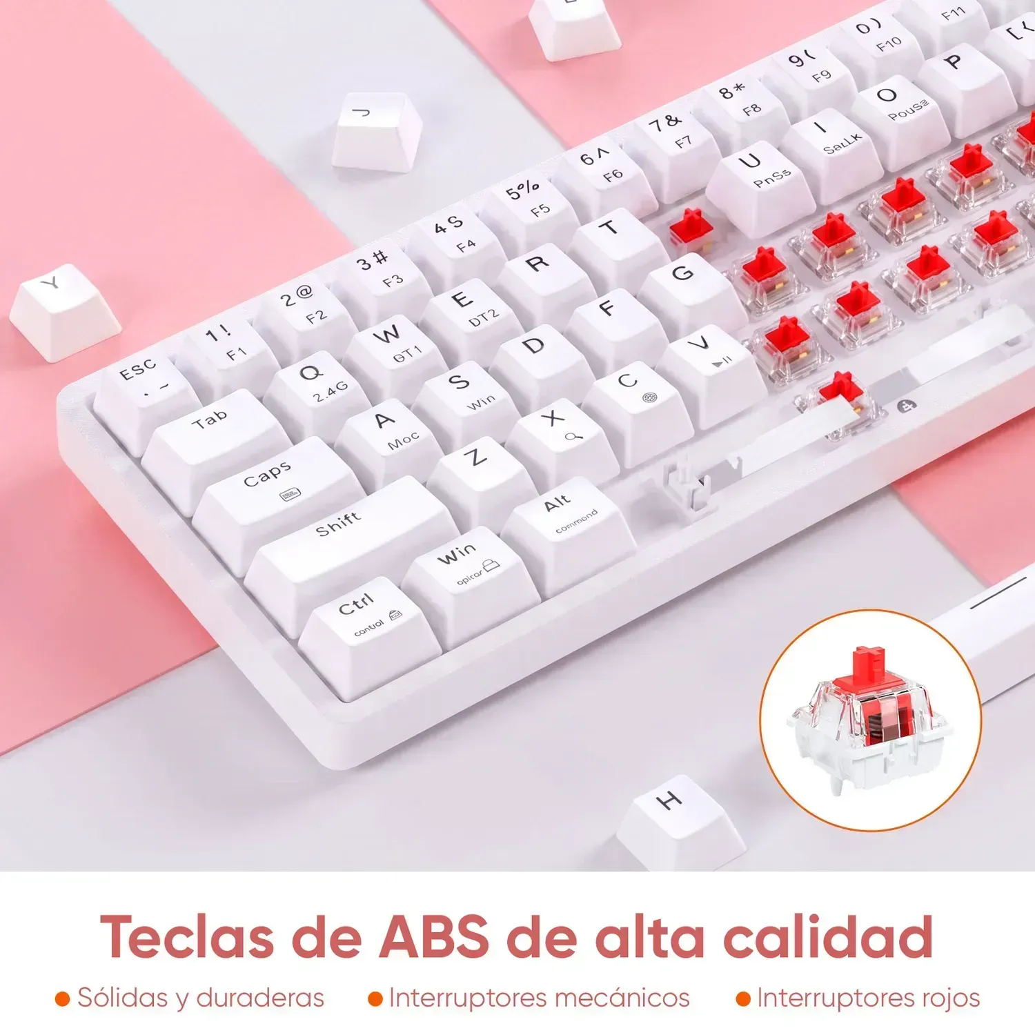 AIZO Teclado para PC y Laptop 65% Inalámbrico 68 Teclas con