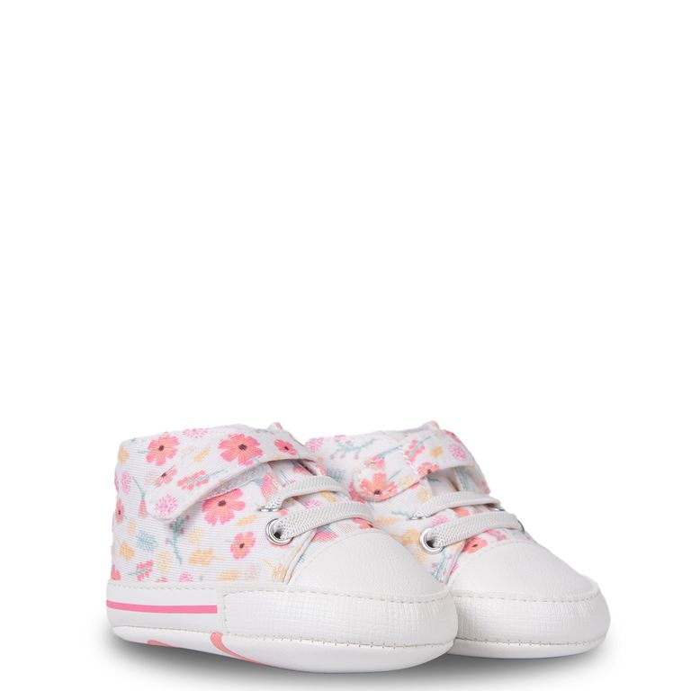 Zapatilla Recién Nacido Floral Blanco