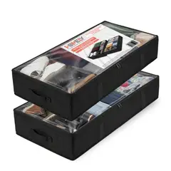 HOMELY - Bolsas Organizadoras Plegable Almacenamiento Bajo Cama Color Negro 90 Litros Set x2