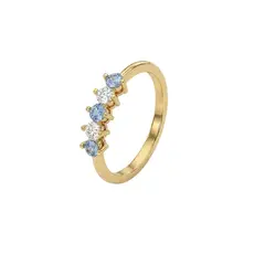 JB JOYAS BARON - Anillo Oro Miel 18kt Cinco Piedras con Circonita Aguamarina