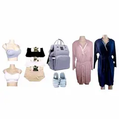 MEDIA LUNA - Kit postparto para hospital mochila-cuna pijamas sostenes calzones pantuflas