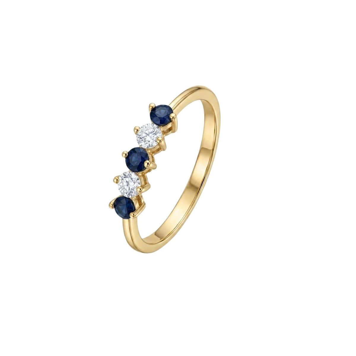 JB JOYAS BARON - Anillo Oro Miel 18kt Cinco Piedras con Circonita Zafiro