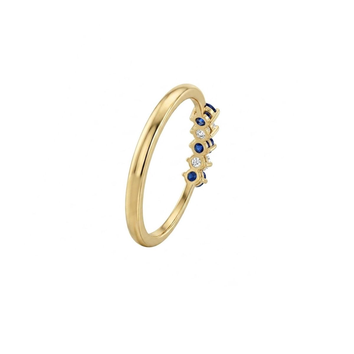 JB JOYAS BARON - Anillo Oro Miel 18kt Cinco Piedras con Circonita Zafiro