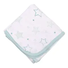 INFANTI - Manta De Algodón Bebé 80x80 Reversible Celeste