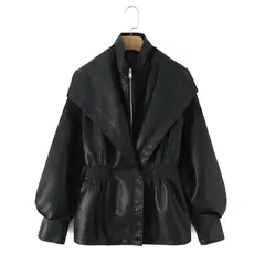 GIOIO - Chaqueta Efecto Cuero Mujer